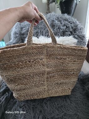 Natural Woven Straw Tote Bag - Neutral Brown